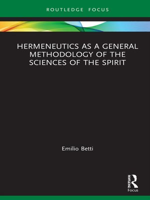 cover image of Hermeneutics as a General Methodology of the Sciences of the Spirit